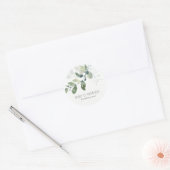 MODERN GROEN EUCALYPTUS FOLIAGE WATERVERF WEDDING RONDE STICKER (Envelop)