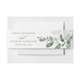 MODERN GROEN EUCALYPTUS FOLIAGE WATERVERF WEDDING UITNODIGINGEN WIKKEL
