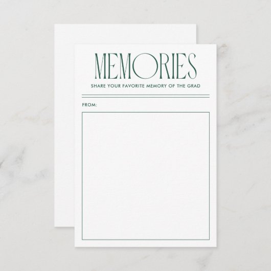 Modern groen favoriet geheugen Afstuderen Informatiekaartje (Voorkant / Achterkant)