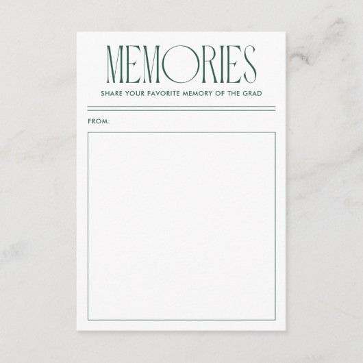 Modern groen favoriet geheugen Afstuderen Informatiekaartje (Voorkant)