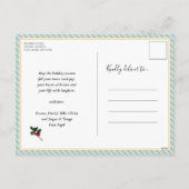 Modern groen foliage-vun script Magnolia Floral Feestdagenkaart (Achterkant)