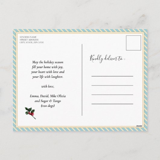 Modern groen foliage-vun script Magnolia Floral Feestdagenkaart (Achterkant)