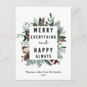 Modern groen foliage-vun script Magnolia Floral Feestdagenkaart (Voorkant)