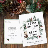 Modern groen foliage-vun script Magnolia Floral Feestdagenkaart