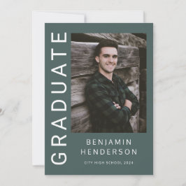 Modern groen fotojongen Afstuderen Aankondiging