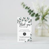 Modern groen gebladerte roze logo orde dank u visitekaartje (Staand voorkant)