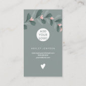 Modern groen gebladerte roze logo orde dank u visitekaartje (Achterkant)