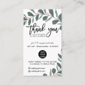 Modern groen gebladerte roze logo orde dank u visitekaartje (Voorkant)