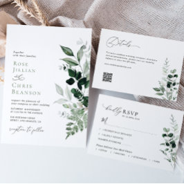 Modern groen gebladerte Sage Green Wedding Kaart