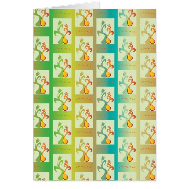 Modern groen, geel en blauw Tulip Couple patroon (Voorkant)