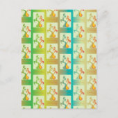 Modern groen, geel en blauw Tulip Couple patroon Briefkaart (Voorkant)