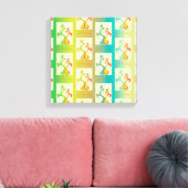 Modern groen, geel en blauw Tulip Couple patroon Canvas Afdruk (Insitu (Woonkamer))