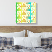 Modern groen, geel en blauw Tulip Couple patroon Canvas Afdruk (Insitu (Slaapkamer))