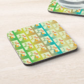 Modern groen, geel en blauw Tulip Couple patroon Drankjes Onderzetter (Linkerzijde)