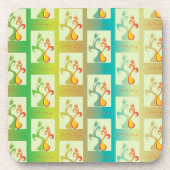 Modern groen, geel en blauw Tulip Couple patroon Drankjes Onderzetter (Voorkant)