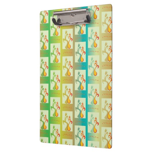 Modern groen, geel en blauw Tulip Couple patroon Klembord (Links)