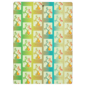 Modern groen, geel en blauw Tulip Couple patroon Klembord (Achterkant)