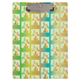 Modern groen, geel en blauw Tulip Couple patroon Klembord