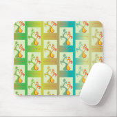 Modern groen, geel en blauw Tulip Couple patroon Muismat (Met muis)