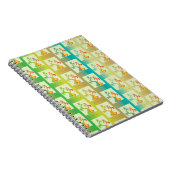 Modern groen, geel en blauw Tulip Couple patroon Notitieboek (Rechterzijde)