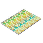 Modern groen, geel en blauw Tulip Couple patroon Notitieboek (Linkerzijde)