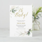 Modern, groen, genderneutraal, Baby shower Kaart (Staand voorkant)