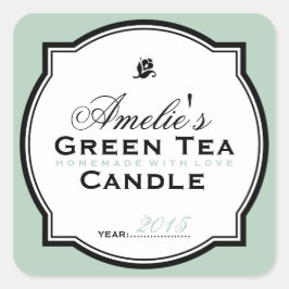 MODERN GROEN | GEPERSONALISEERDE ZEEPKANDLE VIERKANTE STICKER