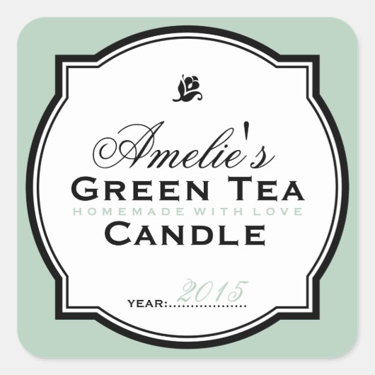 MODERN  GROEN | GEPERSONALISEERDE ZEEPKANDLE VIERKANTE STICKER (Voorkant)