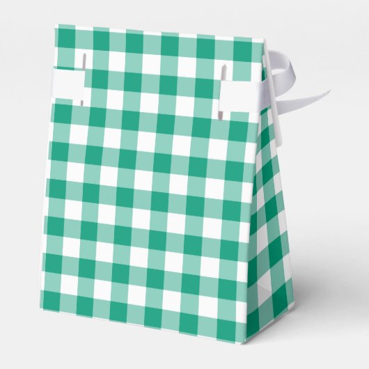 Modern groen geruite patroon bedankdoosjes (Achterkant)