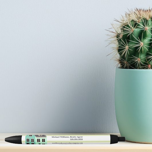 Modern groen gestreept onroerend goedbedrijfshuis zwarte inkt pen