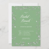 Modern Groen Glam Diamond Lijst Bruidsbrunch Kaart (Voorkant)