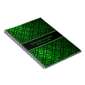 Modern groen glitter en zwart geometrisch patroon notitieboek (Rechterzijde)