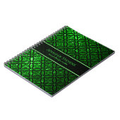 Modern groen glitter en zwart geometrisch patroon notitieboek (Linkerzijde)