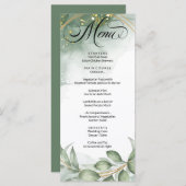Modern Groen Gold Lijst Foliage Wedding Menu (Voorkant / Achterkant)