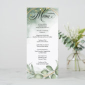 Modern Groen Gold Lijst Foliage Wedding Menu (Staand voorkant)