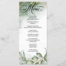 Modern Groen Gold Lijst Foliage Wedding Menu