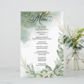 Modern Groen Gold Lijst Foliage Wedding Menu (Staand voorkant)