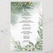 Modern Groen Gold Lijst Foliage Wedding Menu (Voorkant)
