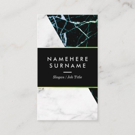 Modern Groen Gold Marble Verticaal Visitekaartje (Voorkant)