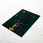 Modern Groen Goud Abstract Schilderij Kerstmis Folie Feestdagenkaart (Gedraaid)