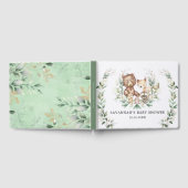 Modern groen Goud Bos Dieren Neutraal Baby Gastenboek (Volledig)