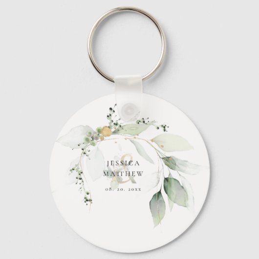 Modern groen & goud Eucalyptus   Sleutelhanger (Voorkant)