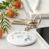 Modern groen & goud Eucalyptus Sleutelhanger (Zijkant)