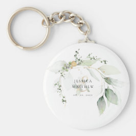 Modern groen & goud Eucalyptus   Sleutelhanger