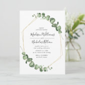 Modern groen | Goud Geometrisch Lijst Bruiloft Kaart (Staand voorkant)