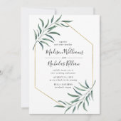 Modern groen | Goud Geometrisch Lijst Bruiloft Kaart (Voorkant)