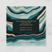 modern groen goud glitter agate chic makeup square vierkante visitekaartje (Achterkant)