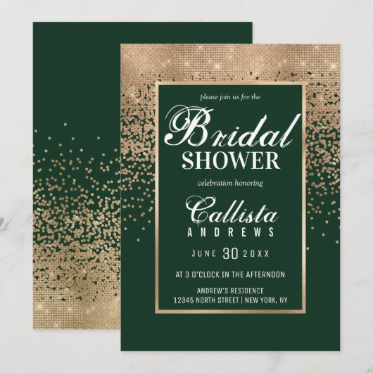 Modern Groen Goud Glitter Confetti Vrijgezellenfee Kaart (Voorkant / Achterkant)