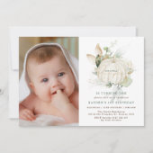 Modern groen goud kleine pompoen verjaardag foto kaart (Voorkant)