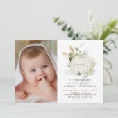 Modern groen goud kleine pompoen verjaardag foto kaart (Staand voorkant)
